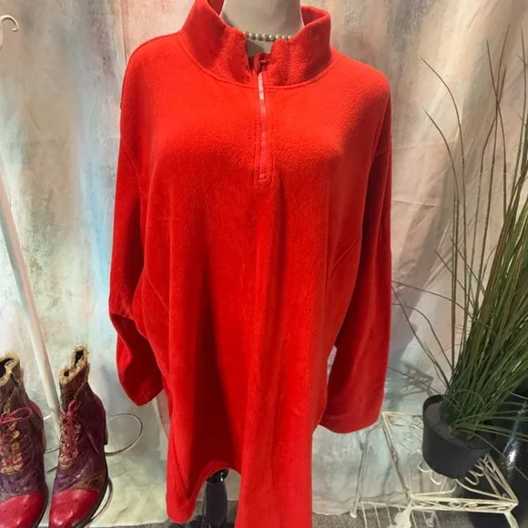 📌Woman Within Ferrari Red Microfleece Quarter-Zip Pullover 5X 38/40 - Picture 5 of 12